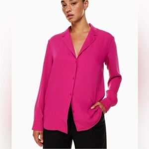 Babaton Aritzia Monocle Hot Pink Button Down Shirt Blouse Size Small